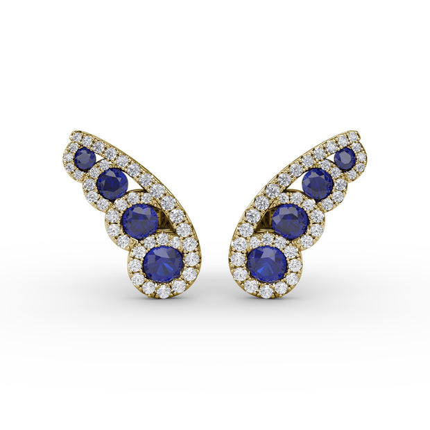 Butterfly Wing Sapphire and Diamond Studs