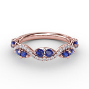 Sapphire and Diamond Twist Ring