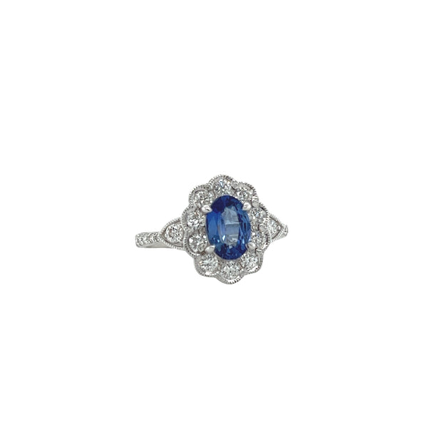 Sapphire & Diamond Floral Ring