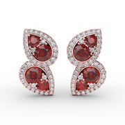 Teardrop Ruby and Diamond Earrings