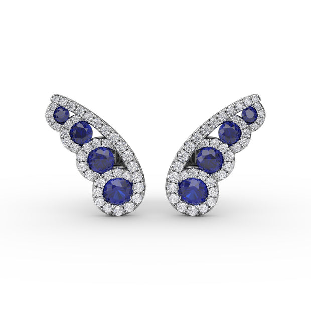 Butterfly Wing Sapphire and Diamond Studs
