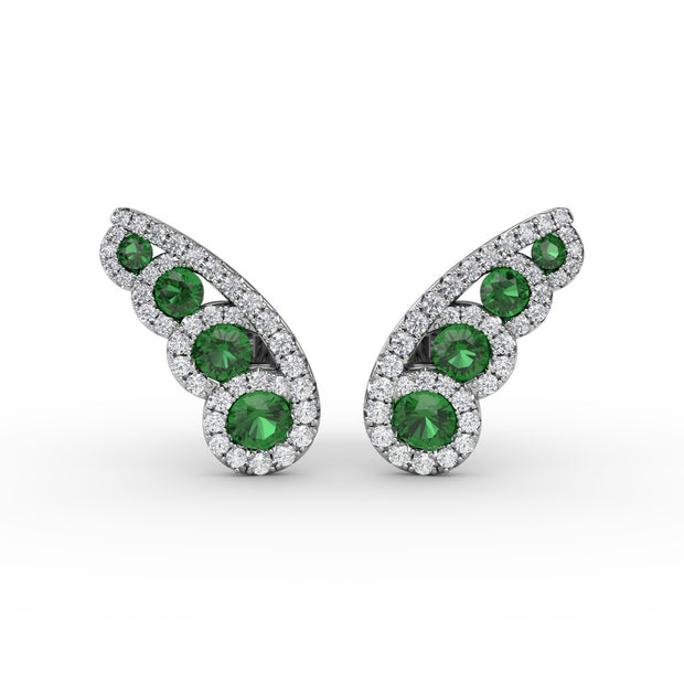 Butterfly Wing Emerald and Diamond Studs