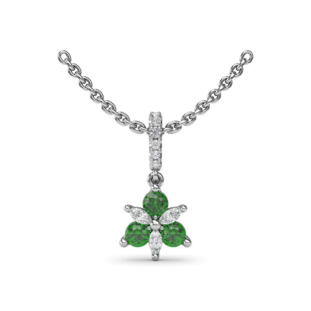 Trio Stud with Marquise and Emerald Diamond Pendant