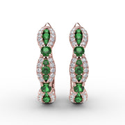 Vintage Emerald and Diamond Hoops