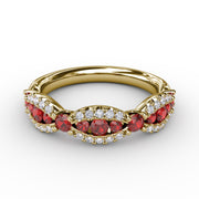Ruby and Diamond Scalloped Ring