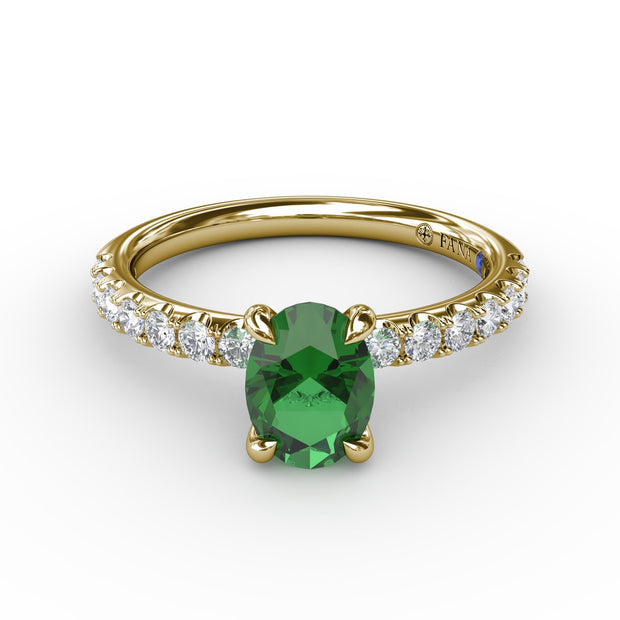 Striking Solitaire Emerald And Diamond Ring