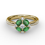 Floral Emerald and Diamond Ring