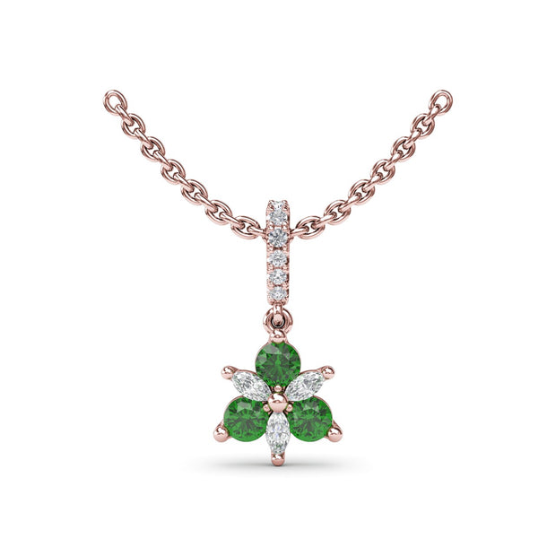 Trio Stud with Marquise and Emerald Diamond Pendant