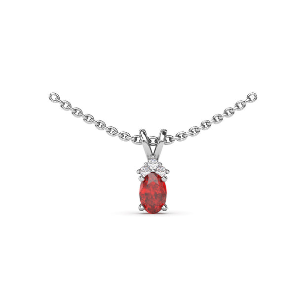 Oval Ruby and Diamond Pendant
