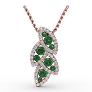 Glam Galore Emerald and Diamond Leaf Pendant