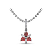 Trio Stud with Marquise and Ruby Diamond Pendant