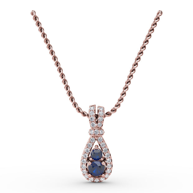 Teardrop Sapphire and Diamond Pendant