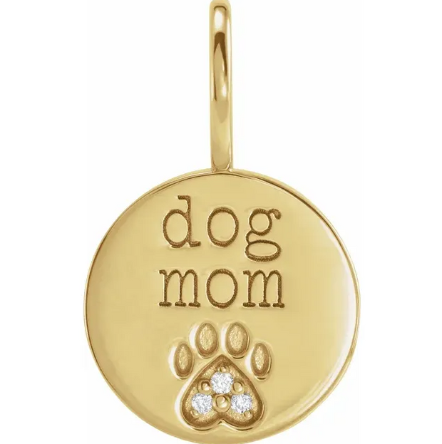 Diamond Dog Mom Paw Necklace