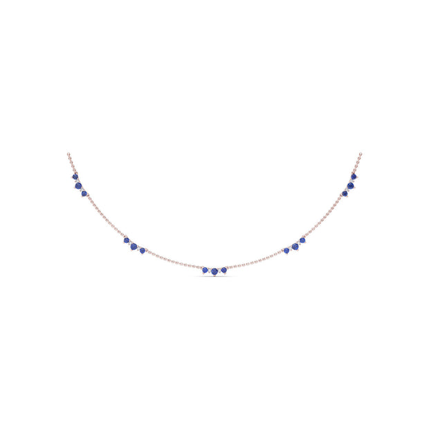 Five Stone Sapphire and Diamond Station Necklace