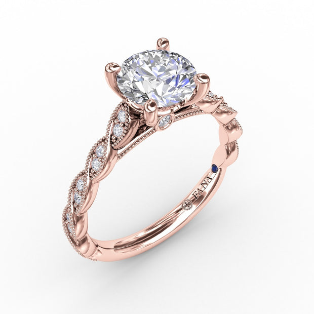 Classic Diamond Solitaire Engagement Ring With Diamond Twist Band