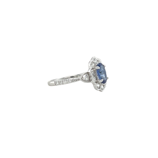 Sapphire & Diamond Floral Ring