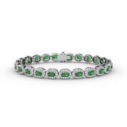 Striking Oval Emerald and Diamond Bracelet