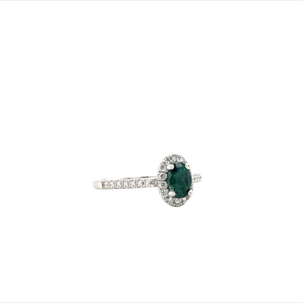 Tourmaline and Diamond Halo Ring