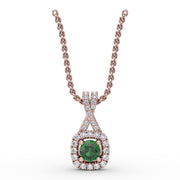 Halo Emerald and Diamond Pendant