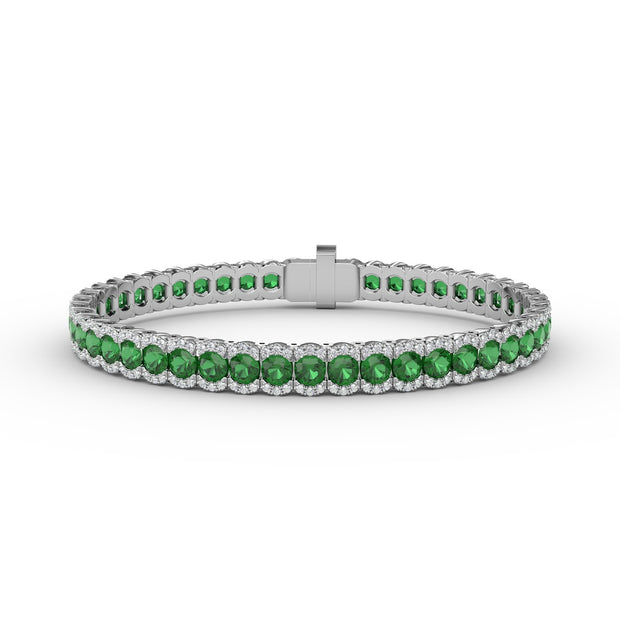 Brilliant in Green Emerald and Diamond Bracelet