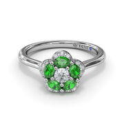 Floral Emerald and Diamond Ring