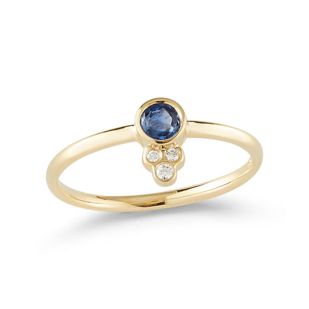 Blue Sapphire & Diamond Stacking Ring