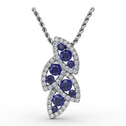 Glam Galore Sapphire and Diamond Leaf Pendant