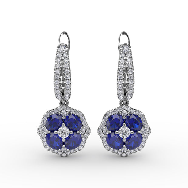 Steal The Spotlight Sapphire and Diamond Cluster Drop Earrings