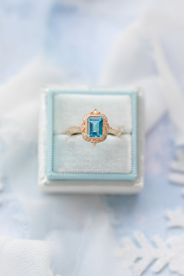 Blue Topaz & Diamond Ring