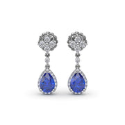 Sapphire and Diamond Teardrop Dangle Earrings