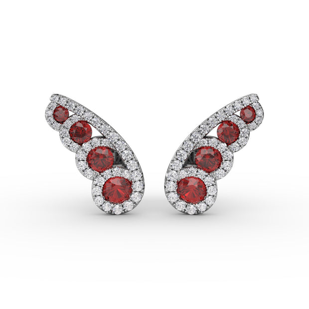 Butterfly Wing Ruby and Diamond Studs