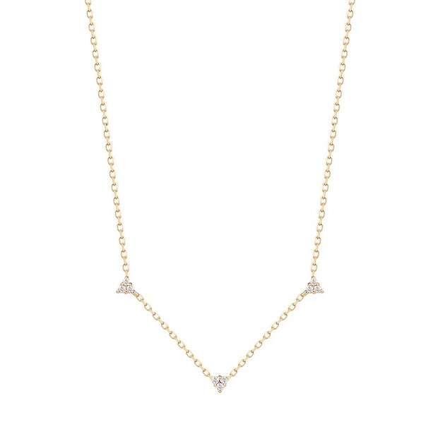 Dainty Triple Diamond Station Necklace