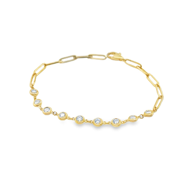 Diamond and Paperclip Chain Bracelet