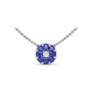 Sapphire Flower Cluster Necklace