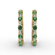 Precious Emerald and Diamond Hoop Earrings