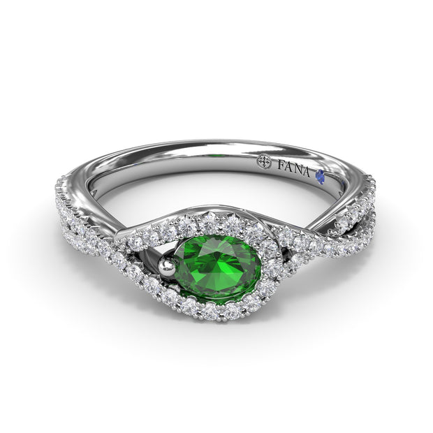East-to-West Oval Emerald Ring