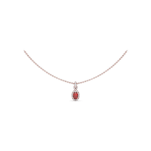 Love Knot Ruby and Diamond Pendant