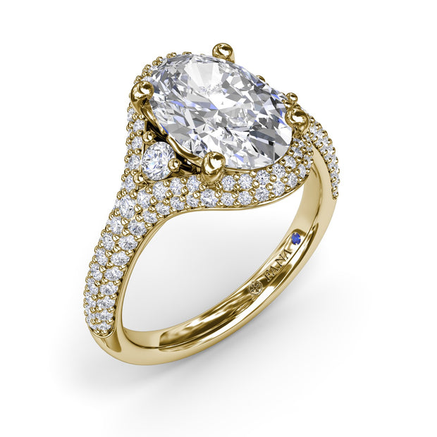 Double Pavé Diamond Halo Engagement Ring