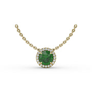 Classic Emerald and Diamond Pendant Necklace