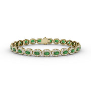 Striking Oval Emerald and Diamond Bracelet