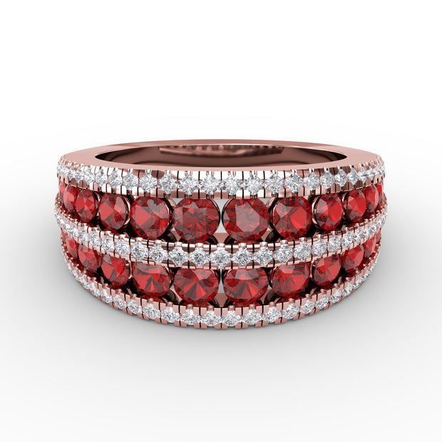 Chasing Bliss Ruby and Diamond Stacked Row Ring