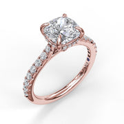 Cushion Cut Solitaire With Hidden Halo
