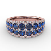 Get Sentimental Sapphire and Diamond Double Row Ring