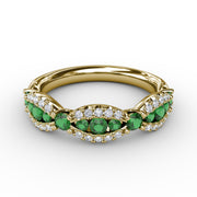 Emerald and Diamond Scalloped Ring