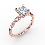 Classic Round Diamond Solitaire Engagement Ring With Twisted Shank