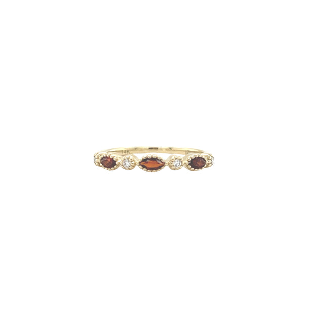 Garnet and Diamond Stacking Ring