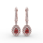 Pear-Shaped Ruby and Diamond Earrings
