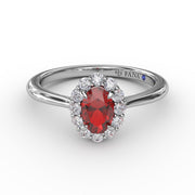 Blooming Halo Ruby and Diamond Ring
