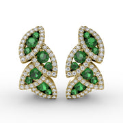 Glam Galore Emerald and Diamond Leaf Earrings