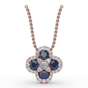 Flower Sapphire and Diamond Pendant